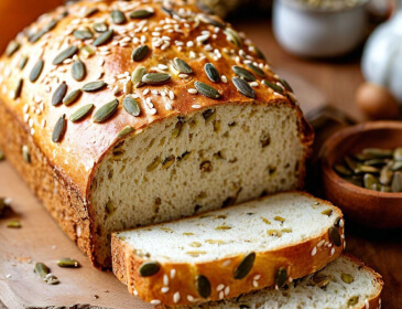 хліб з гарбузовим насінням та клітковиною-хлеб с тыквенными семенами и клетчаткой